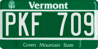 VT license plate PKF709