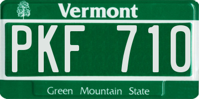VT license plate PKF710