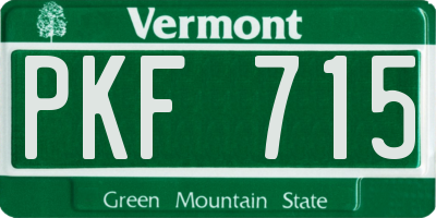 VT license plate PKF715