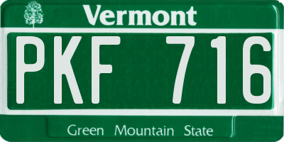 VT license plate PKF716