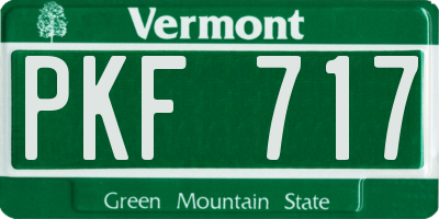 VT license plate PKF717