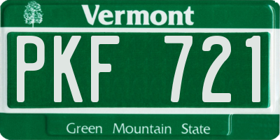 VT license plate PKF721