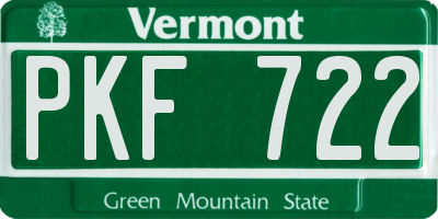 VT license plate PKF722