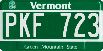 VT license plate PKF723