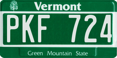 VT license plate PKF724