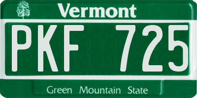 VT license plate PKF725