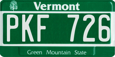 VT license plate PKF726