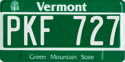 VT license plate PKF727