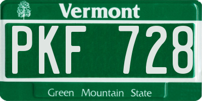 VT license plate PKF728