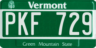 VT license plate PKF729