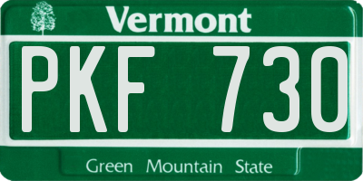 VT license plate PKF730