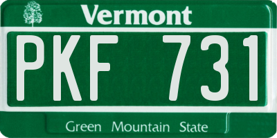 VT license plate PKF731
