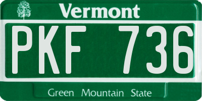VT license plate PKF736