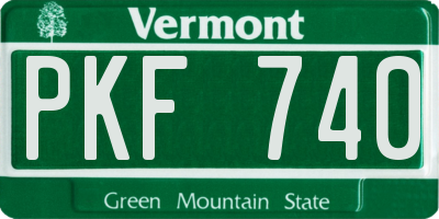 VT license plate PKF740