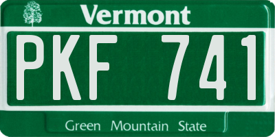 VT license plate PKF741