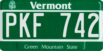 VT license plate PKF742