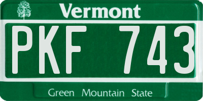 VT license plate PKF743