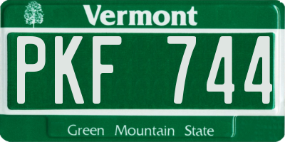 VT license plate PKF744
