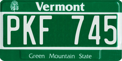 VT license plate PKF745