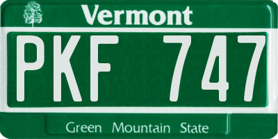 VT license plate PKF747