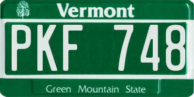 VT license plate PKF748