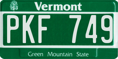 VT license plate PKF749