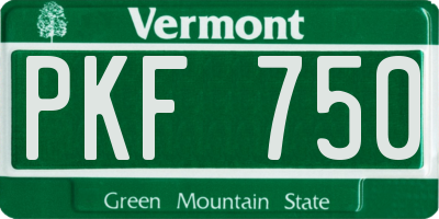 VT license plate PKF750