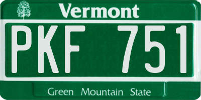 VT license plate PKF751