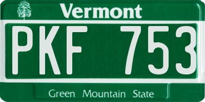 VT license plate PKF753