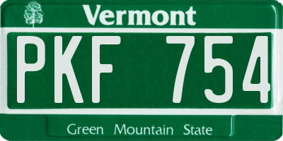 VT license plate PKF754