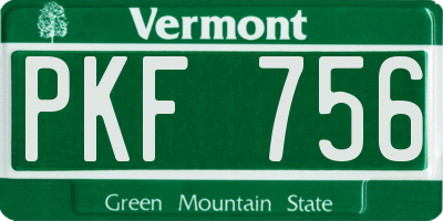 VT license plate PKF756