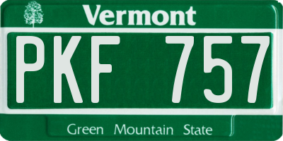 VT license plate PKF757