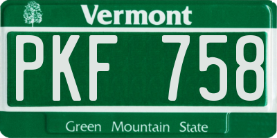 VT license plate PKF758