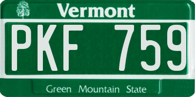 VT license plate PKF759
