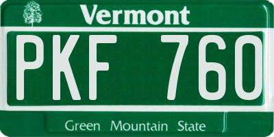 VT license plate PKF760