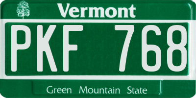 VT license plate PKF768