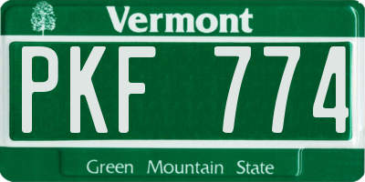 VT license plate PKF774