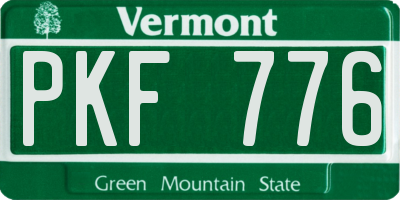 VT license plate PKF776