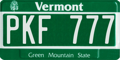 VT license plate PKF777
