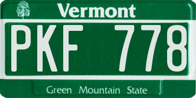 VT license plate PKF778