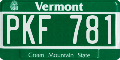 VT license plate PKF781
