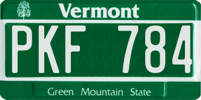 VT license plate PKF784
