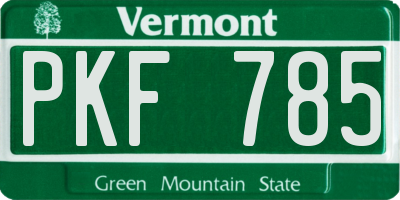 VT license plate PKF785