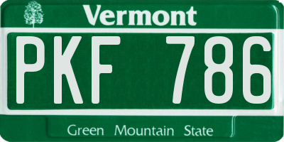 VT license plate PKF786
