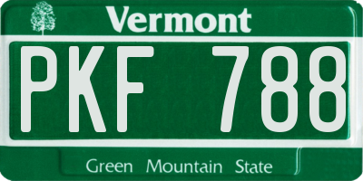 VT license plate PKF788
