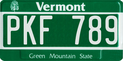 VT license plate PKF789