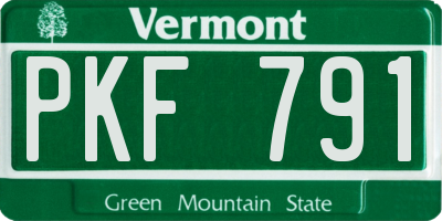 VT license plate PKF791