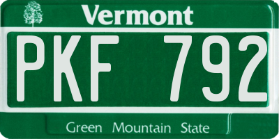 VT license plate PKF792