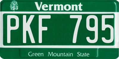 VT license plate PKF795