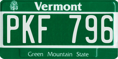 VT license plate PKF796